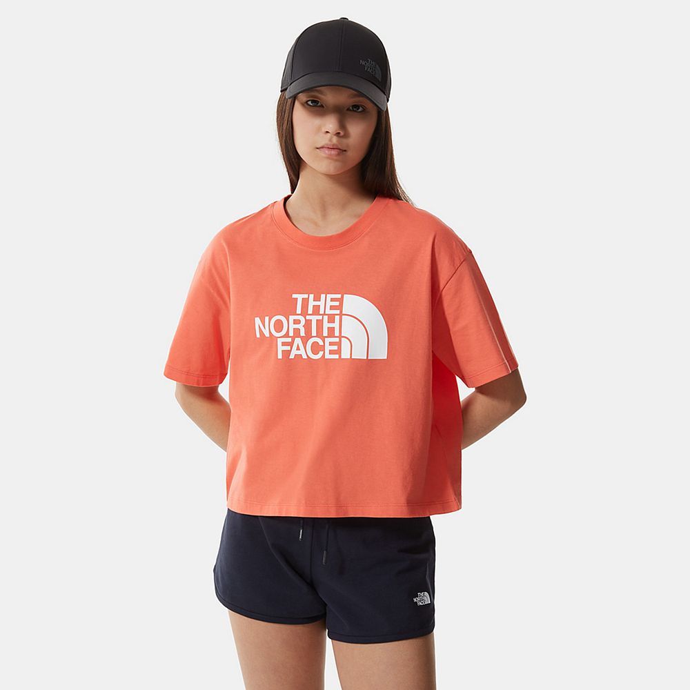 The North Face T-Shirts Womens Australia - The North Face Easy Cropped Orange (TZV-486319)